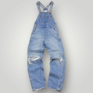 Abercrombie & Fitch Denim Overalls Distressed Bibs Y2K Painter Skater Womens XS